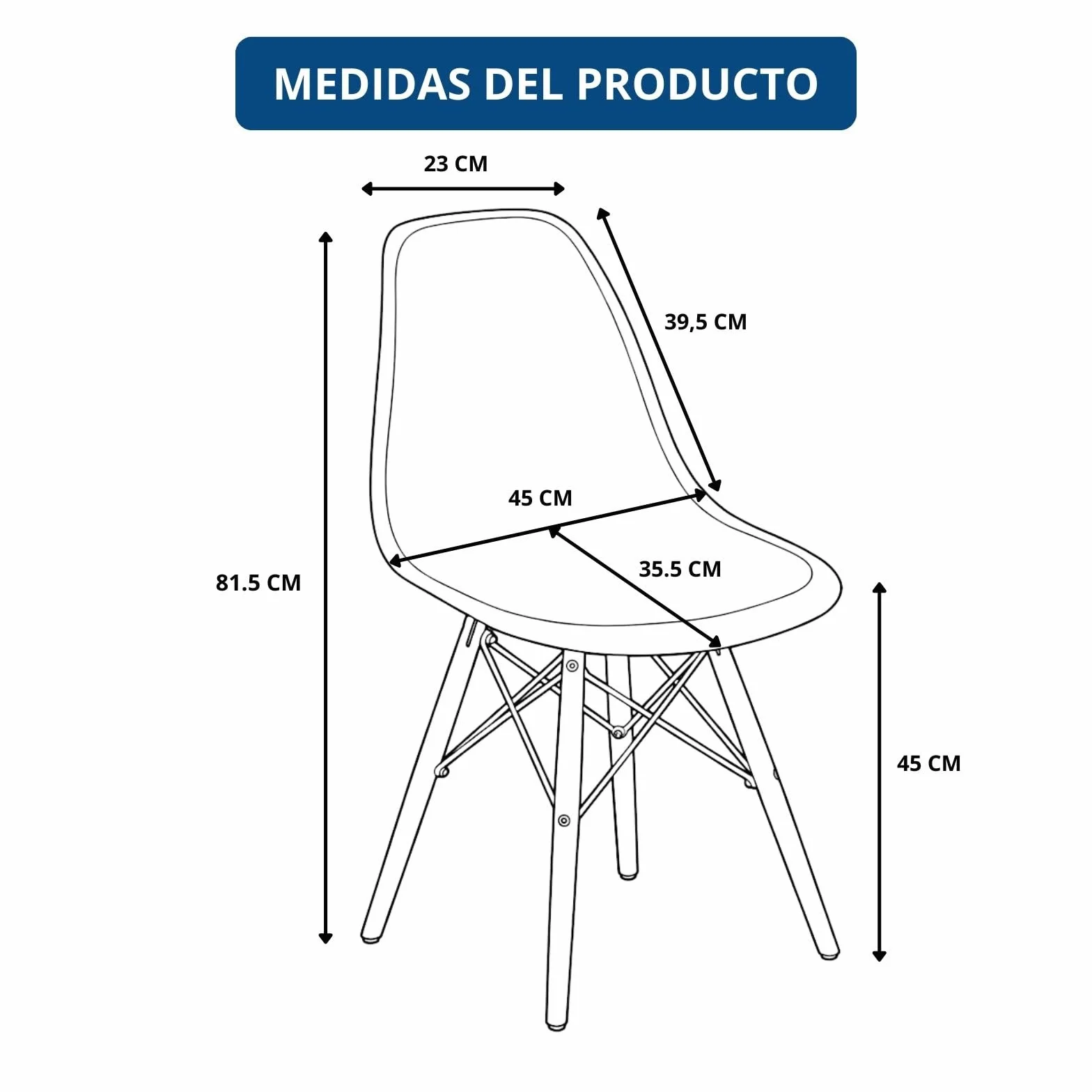 DASCK Pack 4 Sillas Nordicas de Comedor Estilo Escandinavo | Patas Haya Natural | Polipropileno Ergonomico | Carga 120 kg por Silla (Gris)