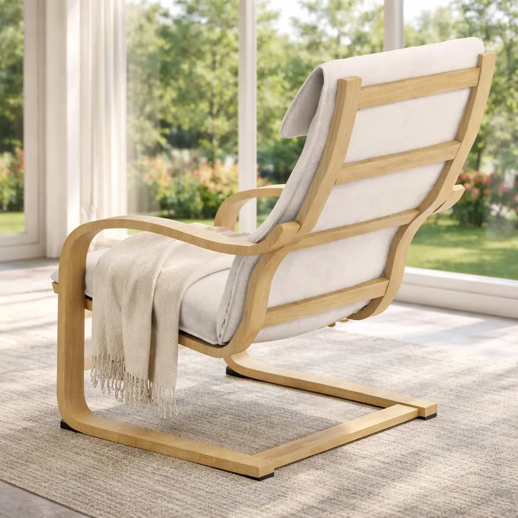 La Funda de Repuesto para Silla Poang Duable es Compatible Solo con IKEA Poang Chair. (poliéster Lino Beige)