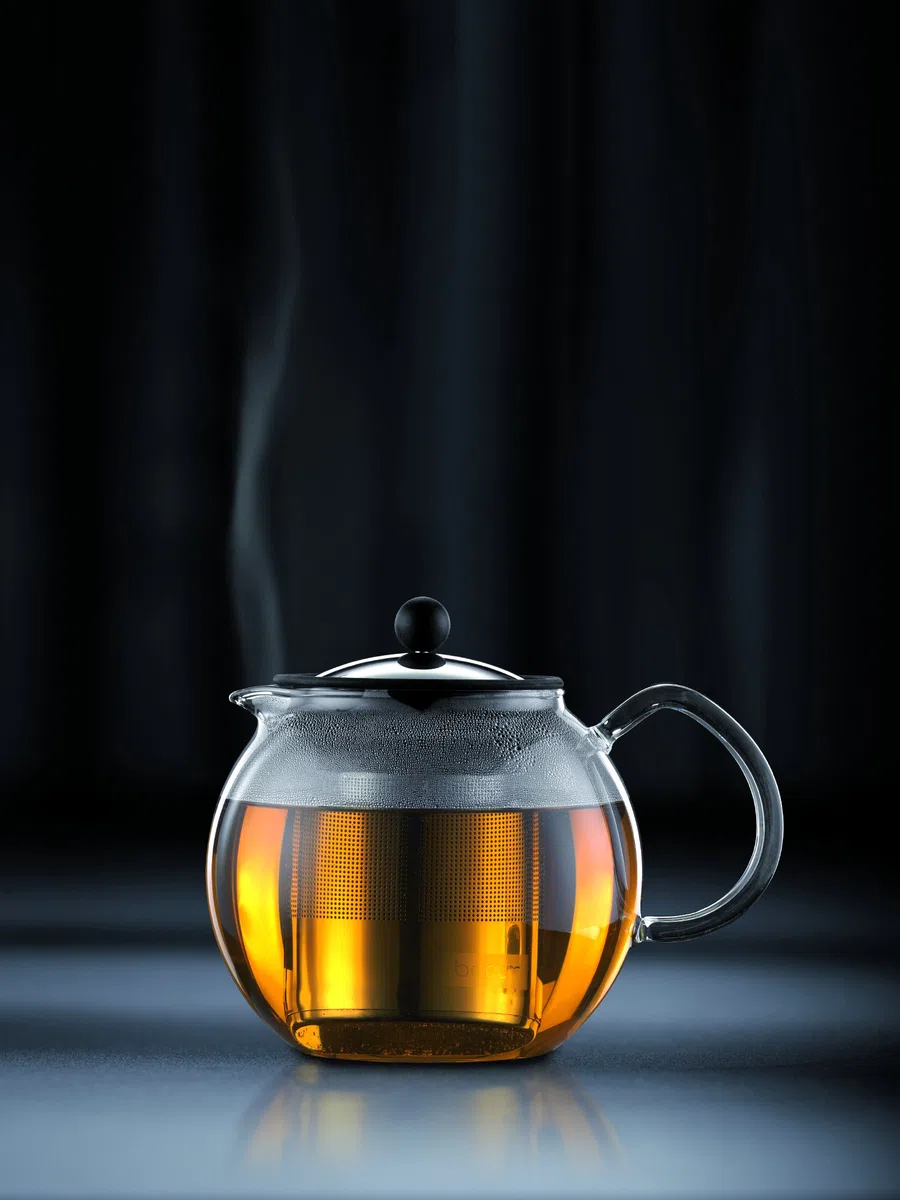Bodum Assam - Tetera de émbolo, 1,5 l, Filtro y Tapa de Acero Inoxidable Brillante