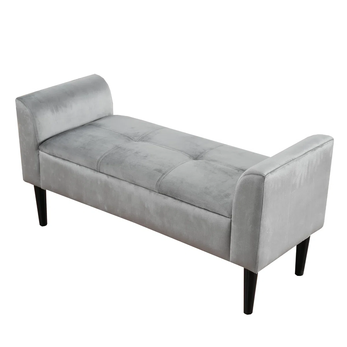 Bancos tapizados con reposabrazos, reposacabezas, cama, taburetes, cama para dormitorio, bancos de piano, comedor con estampado acolchado, terciopelo, tablero DM, gris
