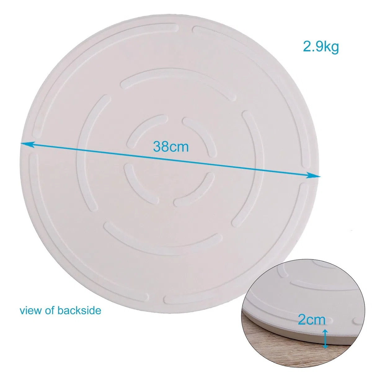 Intirilife Cordierit piedra para pizza XXL redonda - Ø38 cm- para grill y horno- piedra para pizza grande para horno pan tarte flambée - placa de cocina gas grill piedra, piedra para hornear- beige