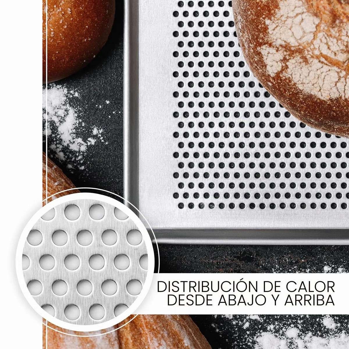 LEHRMANN Placa perforada 60 x 40 cm bandeja para baguette bandeja para horno Compatible con/reemplazo para MIWE WIESHEU