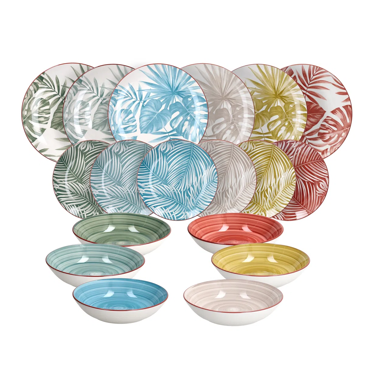 Tognana Exotic, Juego de vajilla 18 piezas para 6 personas, Porcelana, Multicolor