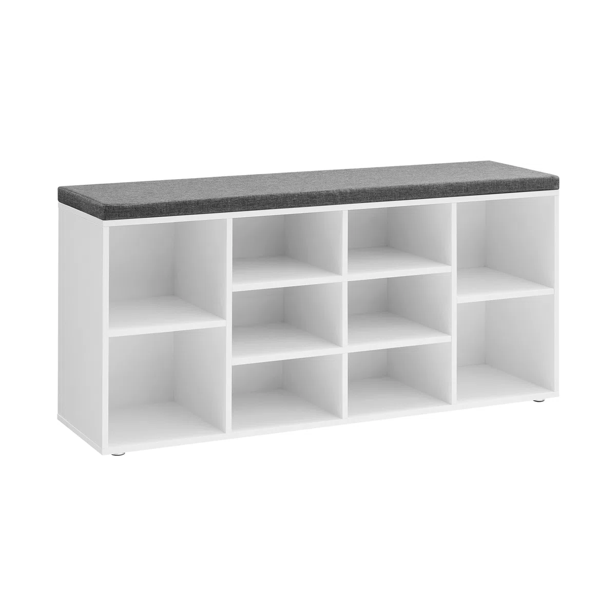 VASAGLE Banco para Zapatos, Repisa para Zapatos, Armario de Almacenamiento, 10 Compartimentos, con Cojín, para Entrada, 104 x 30 x 48 cm, Blanco LHS10WT