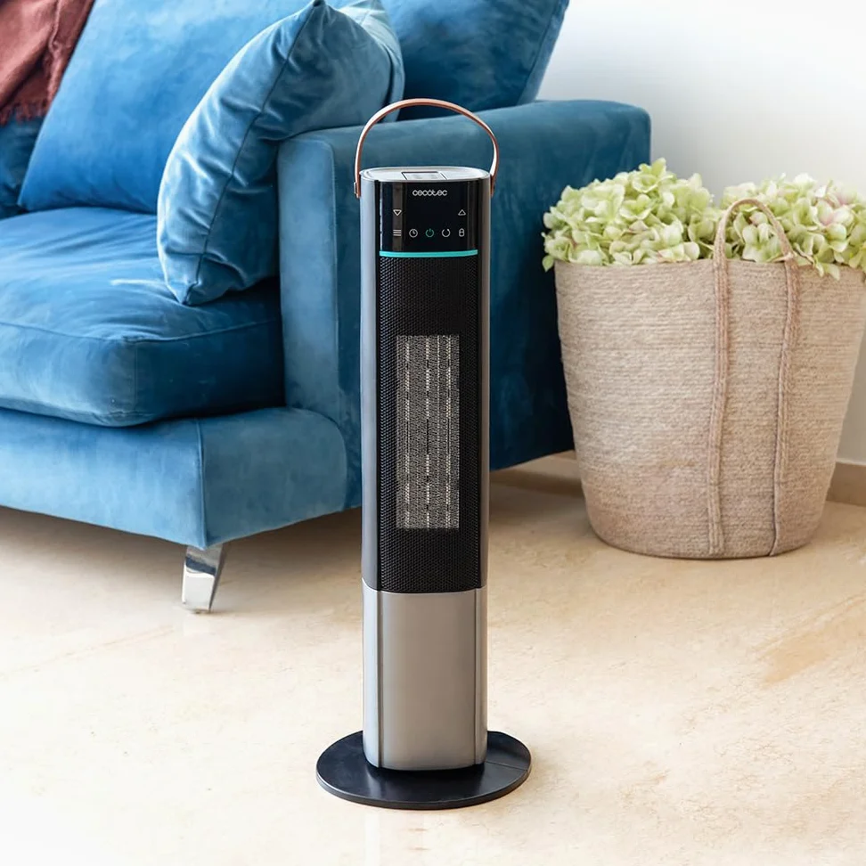 Cecotec Calefactor Eléctrico Cerámico de Pie ReadyWarm 2070 Max Ceramic Rotate Smart, 2000 W, Pantalla Digital, Control Táctil y Control remoto, Oscilación, 3 Modos, Termostato, 20 m²