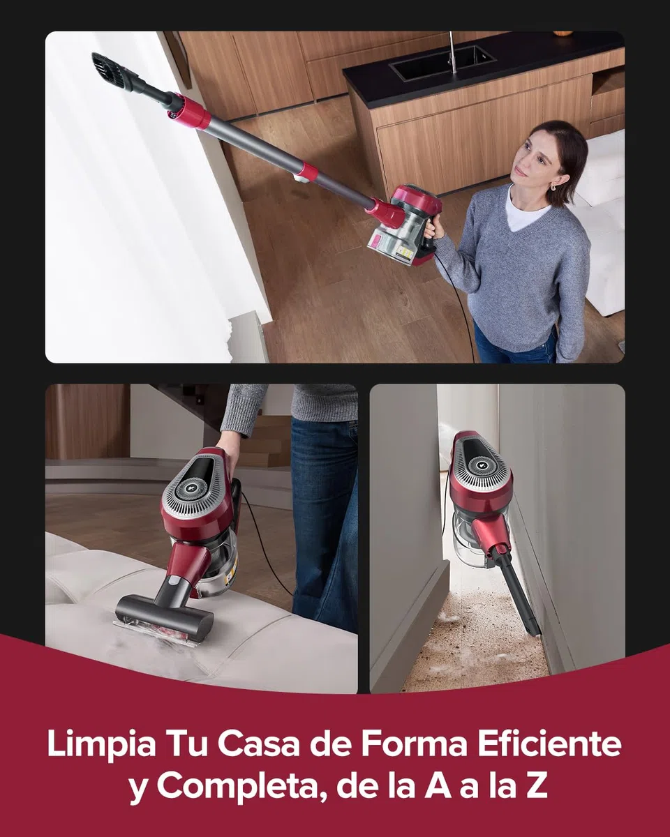 Vexilar C8 Aspiradora con Cable 60KPa/600W,Aspiradora con 7 Metros de Cable, Diseño Elegante,1,5L Depósito de Polvo, 3-en-1 Aspirador Vertical, Aspirador para Suelos/Alfombras/Pelos/Coche