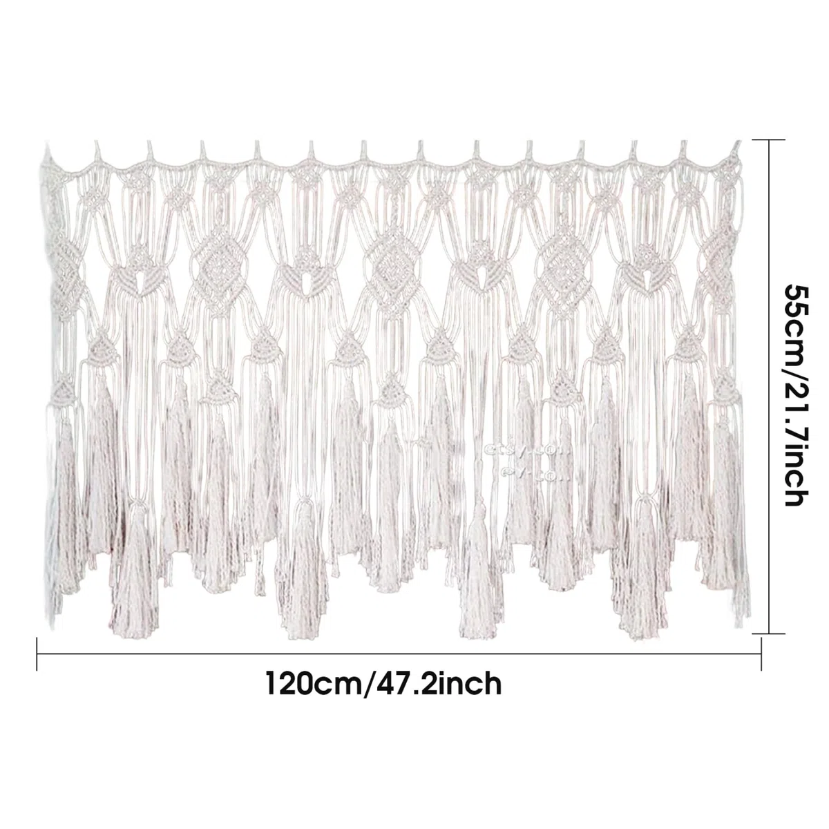 Cortinas de macramé para Ventanas, Cenefa de macramé Tejida con Cuerda de algodón, Cenefa Bohemia Corta para Colgar en la Pared para Puerta de balcón de Cocina, Dormitorio, 47x22 Pulgadas-