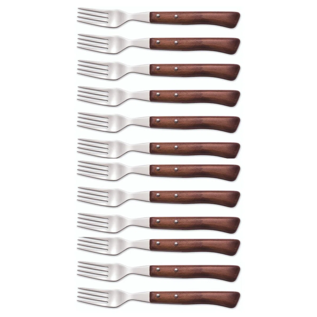 Arcos Serie Cuchillos de Mesa Caja 12 uds Tenedor, Tenedor de Acero Inoxidable 18/10 de 200 mm, Mango Madera Comprimida Color marrón (12 UDS)
