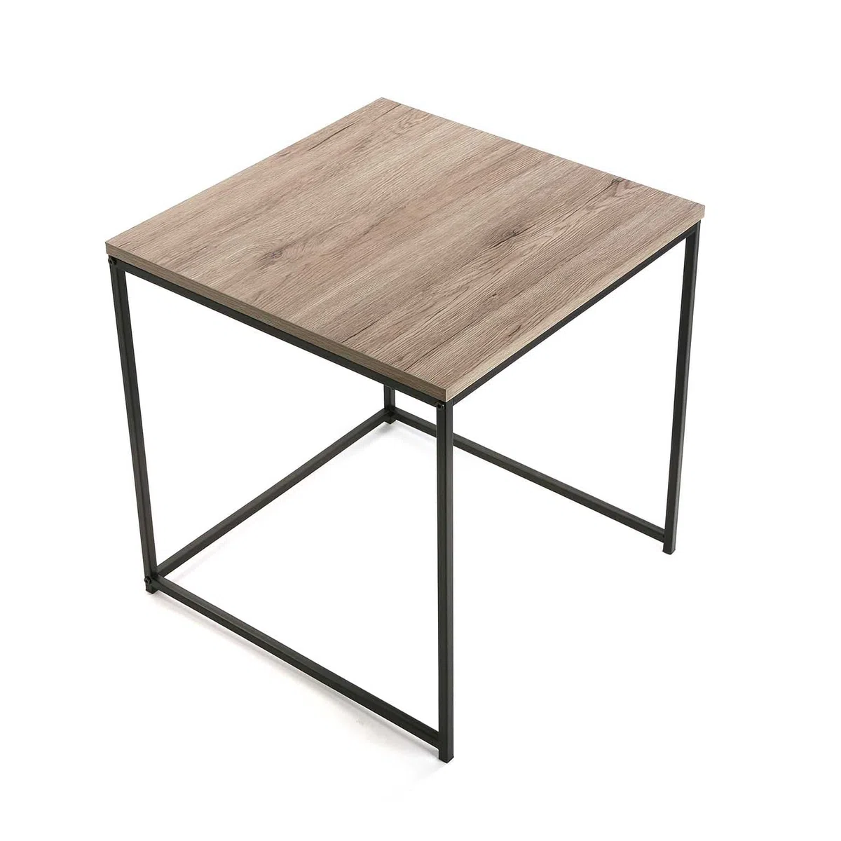 Versa Cambridge Mesa Nido Auxiliar para el Salón, la Habitación o la Cocina. Moderna Mesilla Baja, Set de 2, Medidas (Al x L x An) 50 x 50 x 50 cm, Madera y Metal, Color Marrón