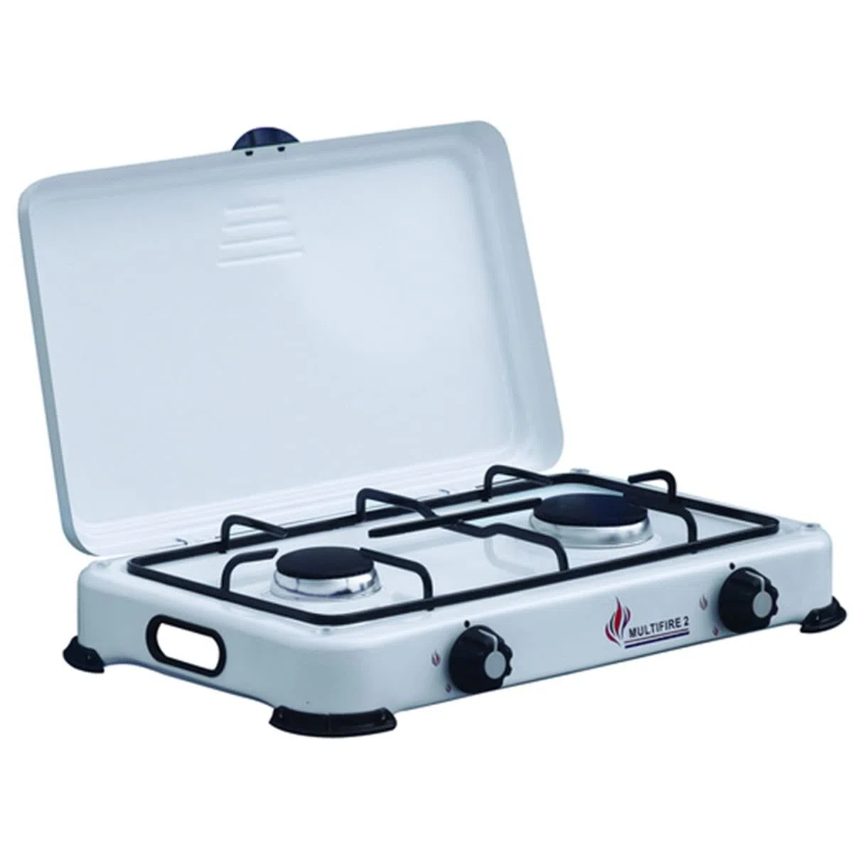GOLD - Hornillo de gas de 2 fuegos, 3200 W, quemadores de hierro fundido extraíbles, con tapa, a gas butano o propano