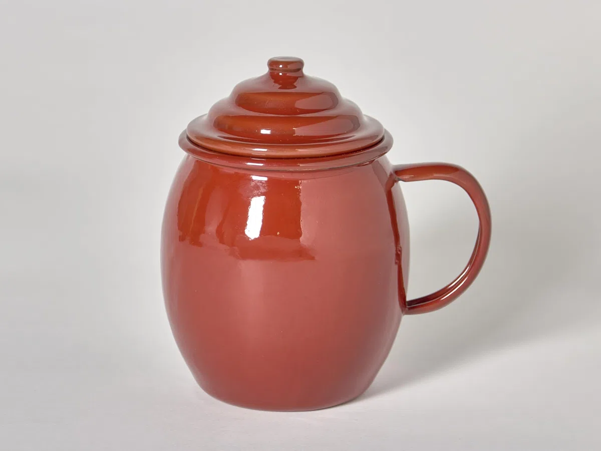 Puchero cafetero porcelana esmaltado color teja tamaño cafetero 0,5 litros