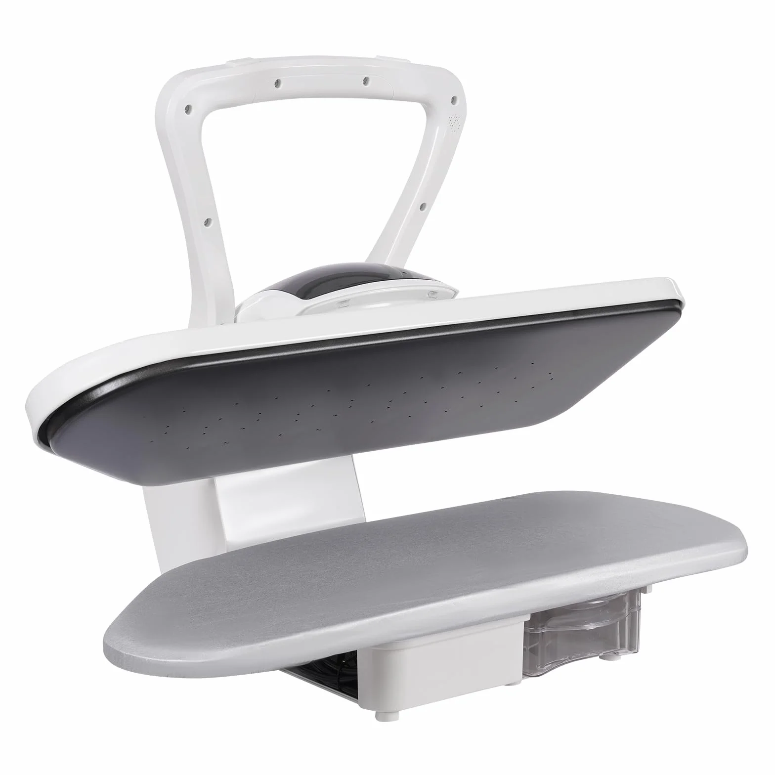 Prensa de vapor inteligente blanca – Prensa de vapor digital con varios ajustes de tela – para dormitorio, sala de estar, tienda de ropa – 68 x 53 x 26 cm