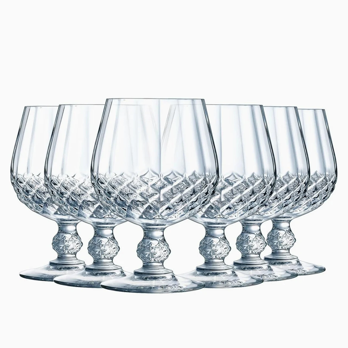 Cristal D'Arques Paris Longchamp – 6 vasos de coñac de 32 cl de Kwarx – Brillo, transparencia y alta resistencia – Molduras icónicas – Fabricado en Francia