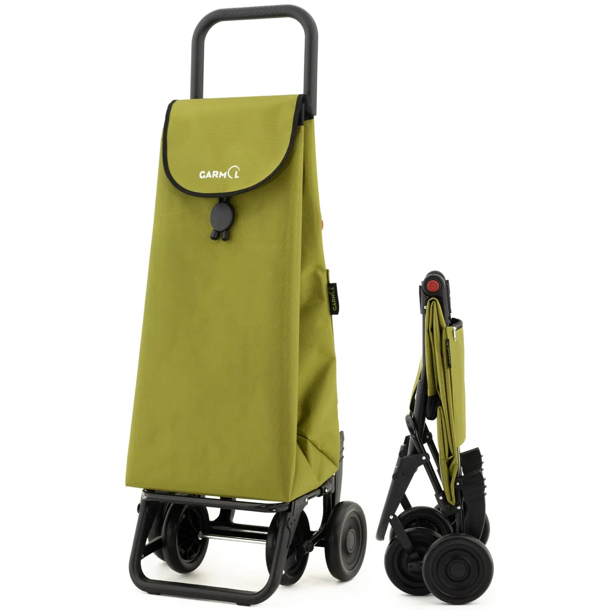 GARMOL Carro de la Compra Plegable 55 litros | Carro de la Compra 4 Ruedas Gran Capacidad Abatible | Carrito Compra Plegable Color Verde Aguacate