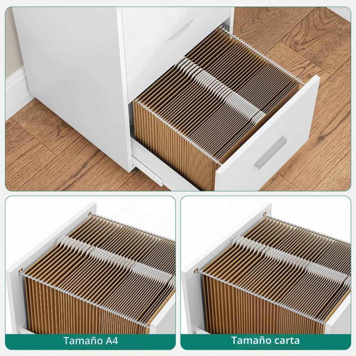 YITAHOME Archivador móvil con rueda, contenedor con 4 cajones, armario para oficina y hogar, 42 x 40 x 73 cm (blanco)