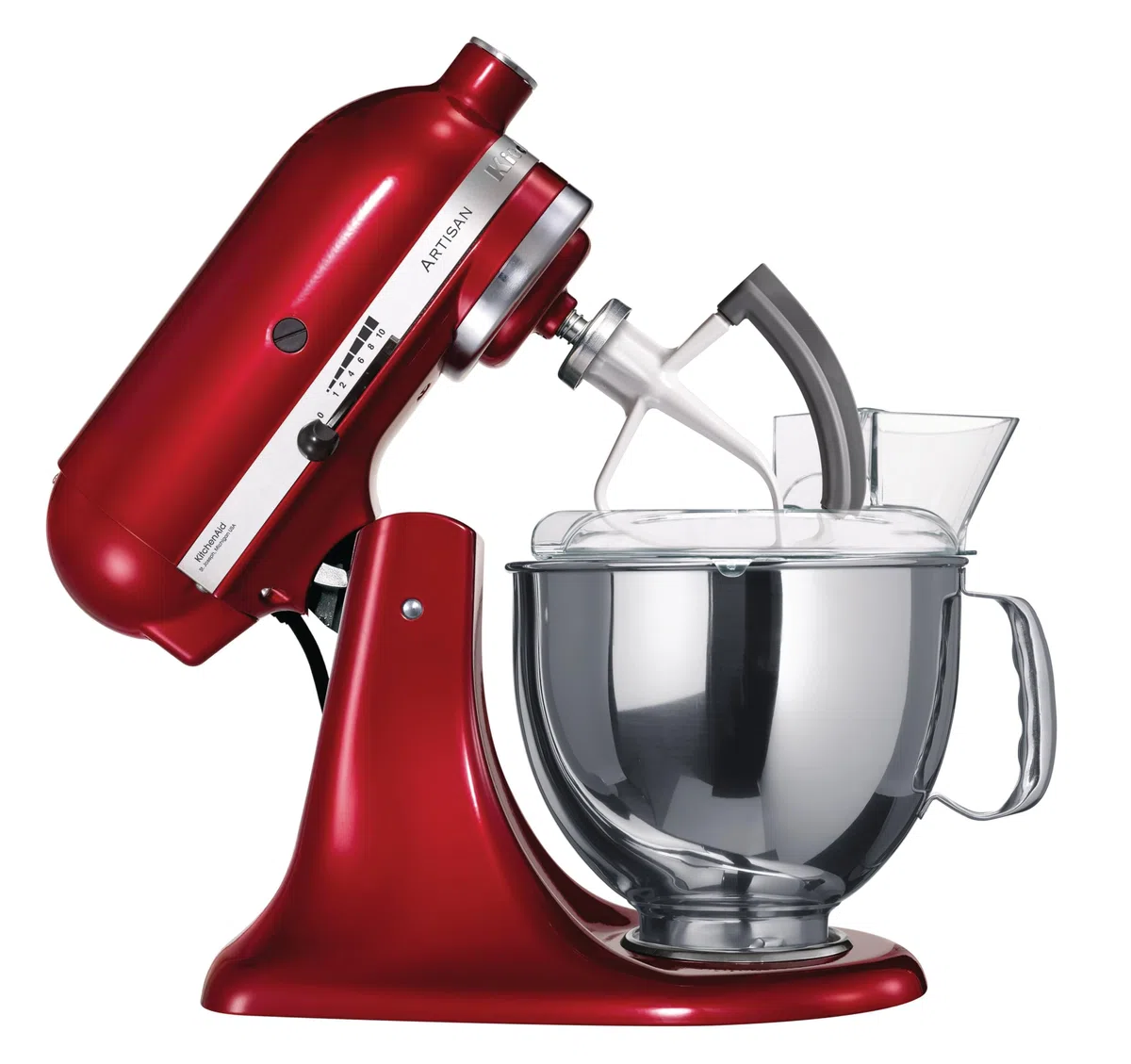 KitchenAid Pala Flexible para Robots de Cabeza Basculante 4.3L y 4.7L, Metal Recubierto con Borde de Silicona Flexible, Accesorio Rascador