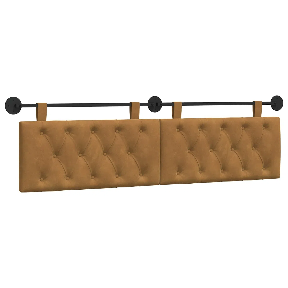 vidaXL Cabecero Colgante con luz LED Marrón Terciopelo, Cabecera Moderna para Dormitorio, tapizada en Terciopelo, de Madera, Ahorra Espacio y es Decorativa