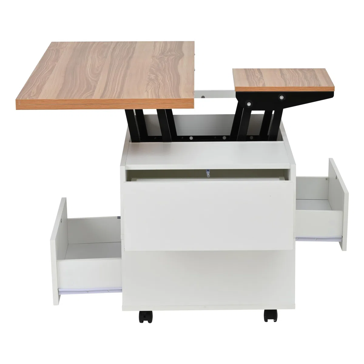 Mesa de centro 100 x 50 x 52 cm con 4 ruedas, mesa de salón multifuncional con 4 cajones, mesa de café elevable, mesa de sofá, mesa auxiliar y mesa de comedor con espacio de almacenamiento, color