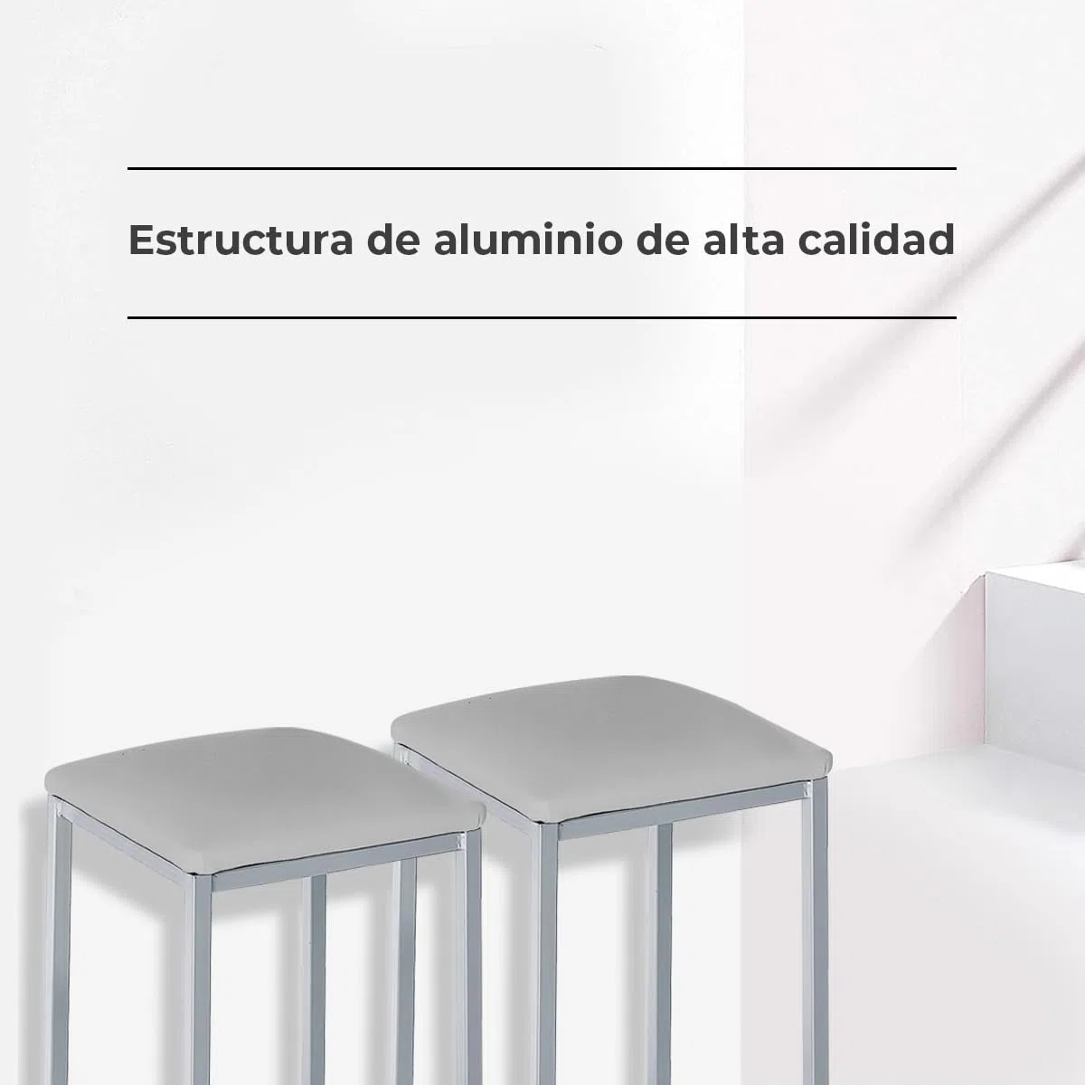 Astimesa - Taburetes de Cocina tapizado - Estructura sólida y Firme - Estructura Color Aluminio y Asiento en Polipiel - Color del Asiento: Gris. Contenido: 2 Unidades. Medidas: 35 x 35 x 45 cm
