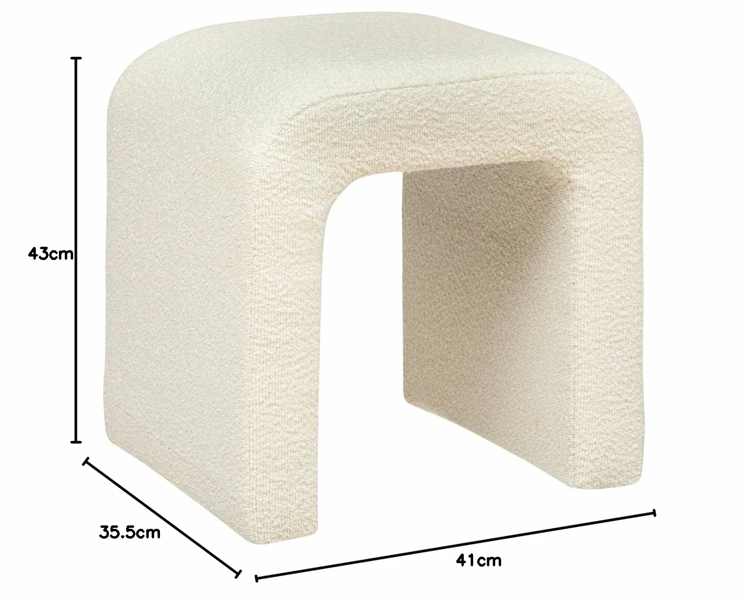 Atmosphera - Puf Sevi en Tejido bouclé Blanco - 41 x 35,5 x 43 cm, Estilo escandinavo - Asiento Adicional para salón y Dormitorio