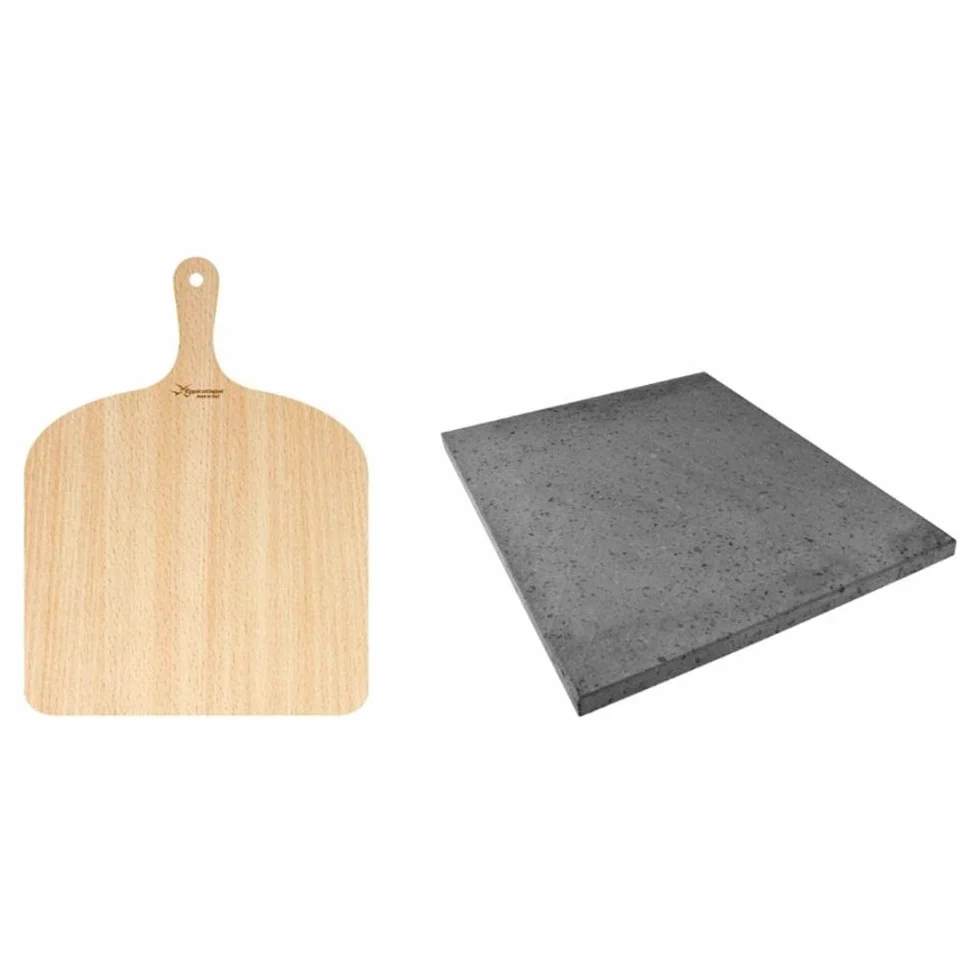 Juego para pizza de piedra volcánica y etnea 38 x 30 cm – Tazón + pala