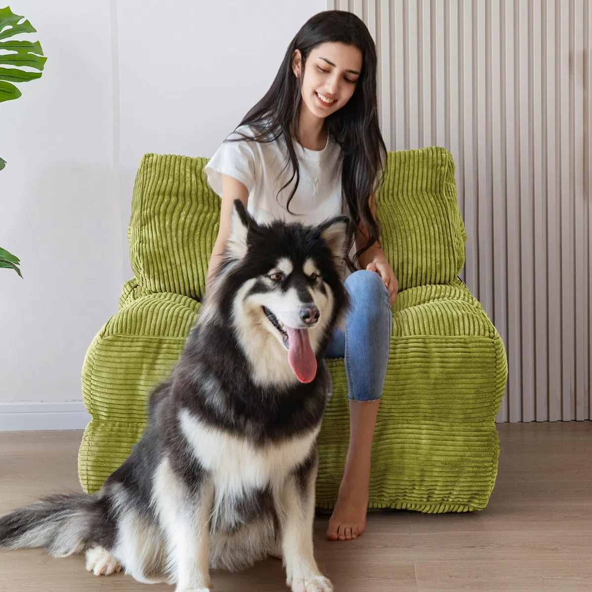 MAXYOYO Sofá cama plegable sofá cama convertible con cojines, colchón con respaldo, silla-cama portátil-Sofá de suelo cómodo para salón dormitorio, Verde