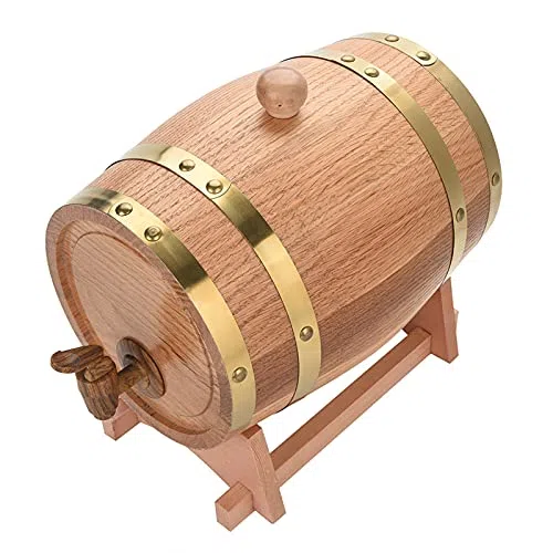 EVGATSAUTO Barril de roble de 3 litros de madera maciza - Barril de whisky, ron, vino y vino de Oporto con grifo - Barriles de alcohol hechos a mano para almacenamiento y refinamiento de aromas