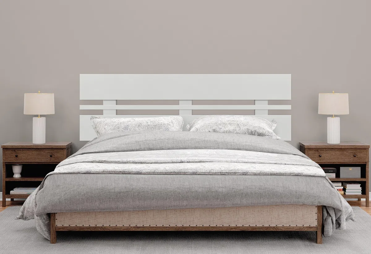 DHOME Cabecero de Madera reciclada DM Horizontal Ancho Cama Palets Herrajes incluidos (135x46 Horizontal Ancho, Blanco)