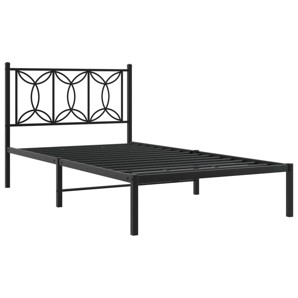 vidaXL Estructura de Cama con cabecero Metal Negro 100x190 cm, armazón de Cama, Cama, Muebles de Dormitorio, Marco de Cama, Cama Individual