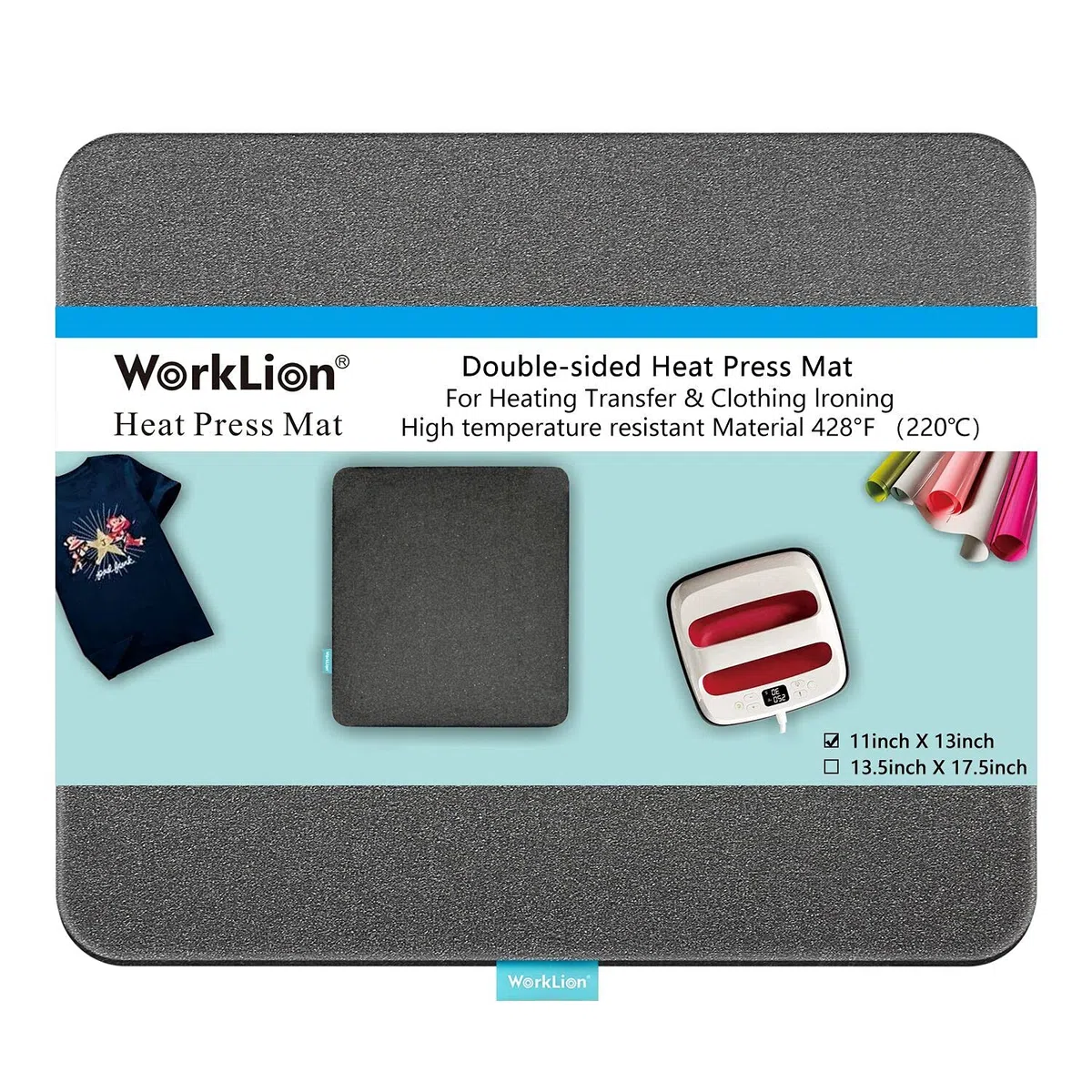 WORKLION Alfombrilla de Prensa de Calor 11 x 13 Pulgadas: Materiales ignífugos de Doble Cara Resistente a la Alfombra Protectora para Cricut Easypress/Easypress 2 y HTV Craft Vinilo Planchado