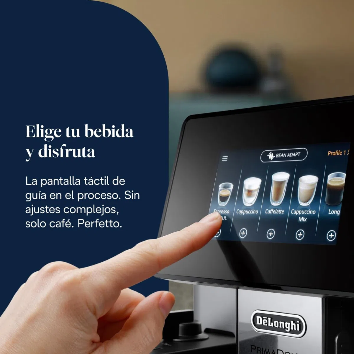 De'Longhi Perfetto Primadonna Soul ECAM612.55.SB Cafetera Superautomática Café y Cappuccino con Sistema de Leche LatteCrema, Tecnología Bean to Cup, 18 Bebidas, App Control
