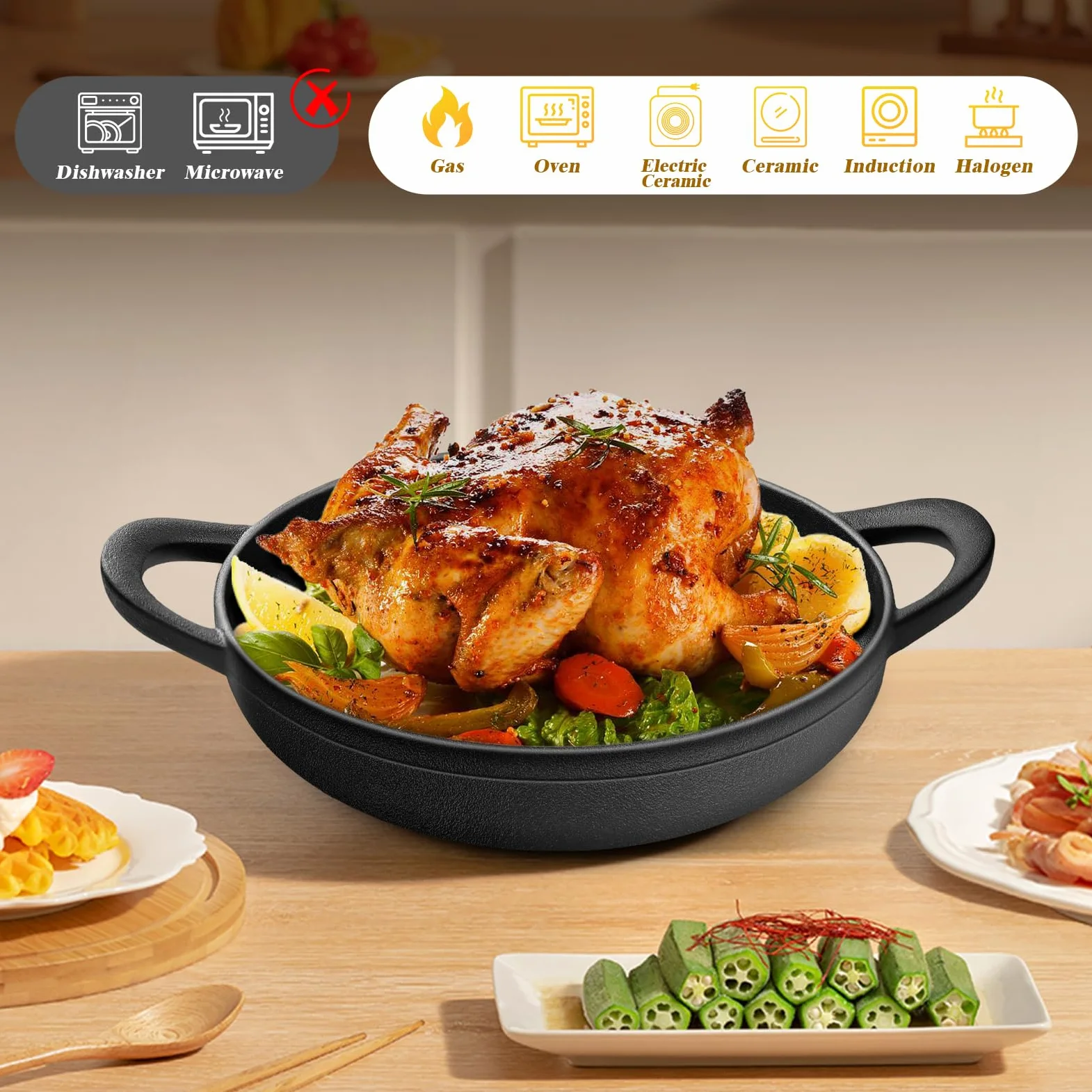 NZQXJXZ Olla de Hierro Fundido,Antiadherente Cacerola Holandesa de con Tapa,Dutch Oven para Pan para Asar-Cocinar Al Horno,Asar,Freír, Guisar,5 Quart