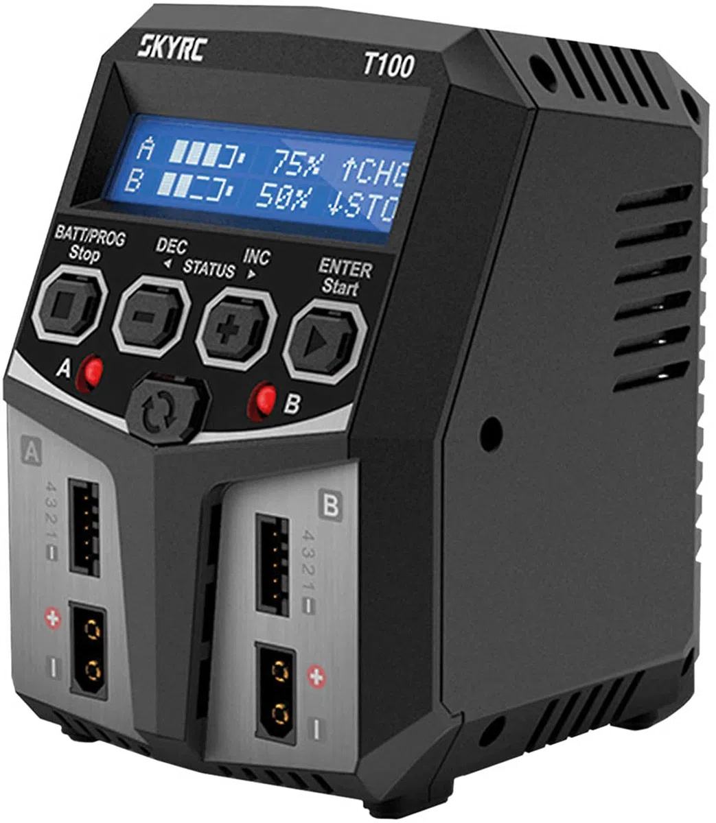 SKYRC T100 Modellbau Ladegeraet 5.0A Blei, LiFePO, LiHV, LiIon, LiPo, NiCd, NiMH Timer-Abschaltung,