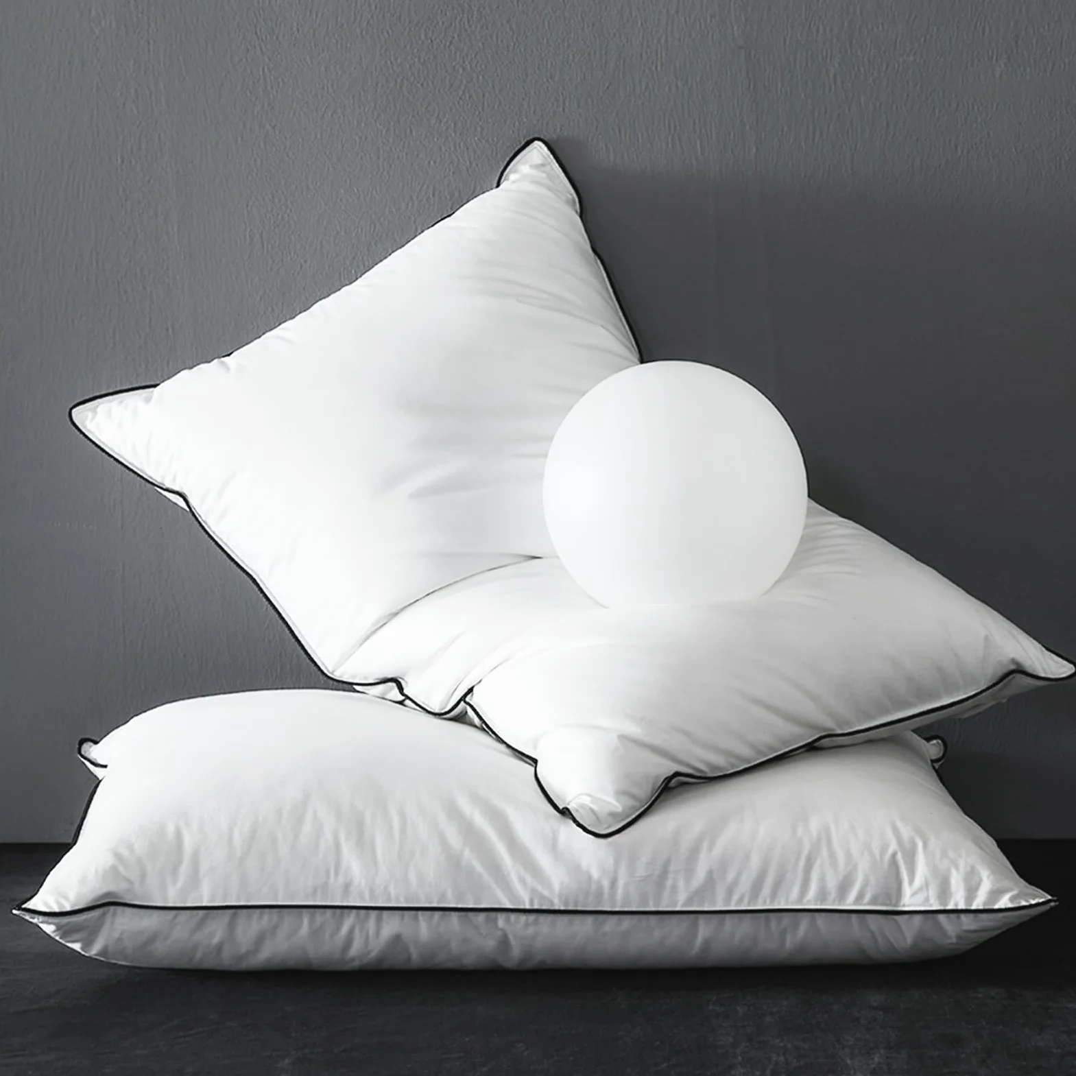 Almohada de Plumón de Ganso 50x75 Pack 2, Plumón y Plumas Relleno rodeados de un Tejido 100% Algodon Organico, Almohadas de Hotel Lujo Ergonómica de 3 Cámaras, Cojin para Dormir