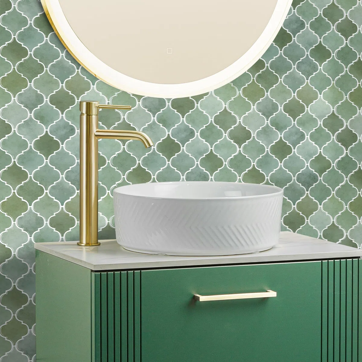 Azulejos Arabesque para Despegar y Pegar para Cocina, Azulejos De Pared De Diseño más Grueso, 10 Hojas 3D Autoadhesivas, Azulejo Verdes De 12 X 12 Pulgadas para Cocina y Baño