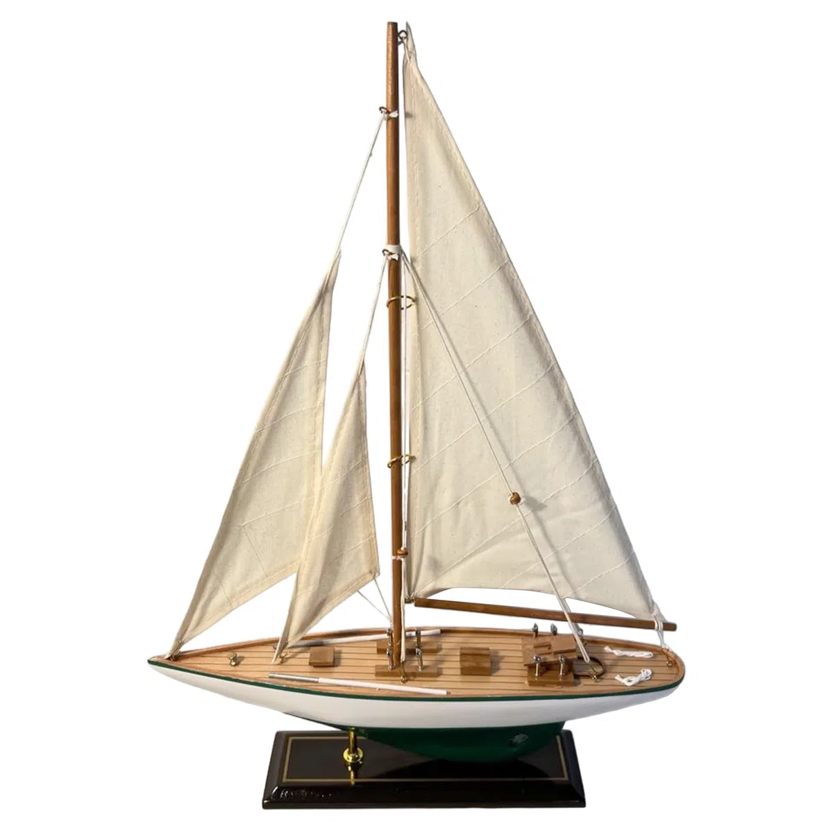 Thorness Detallado 35 cm de largo de madera modelo J Class velero | Yate de carreras de la Copa América | Adorno náutico | Modelo de barco de vela | Modelo de barco totalmente montado