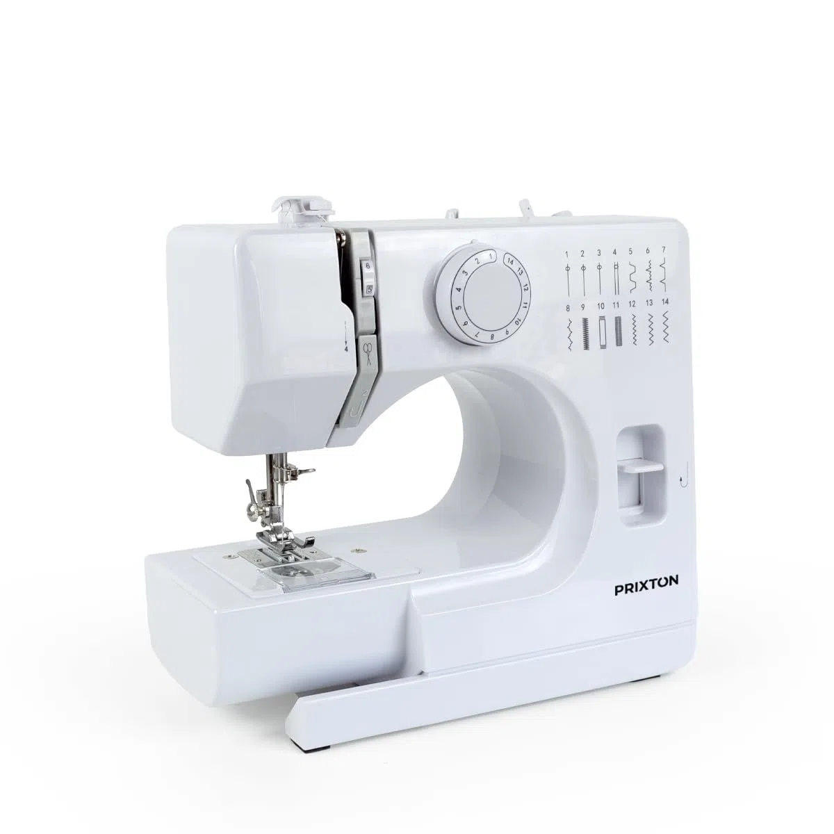 PRIXTON Máquina de coser P115, 14 Puntadas diferentes, 2 Velocidades, Lámpara y Pedal incluido
