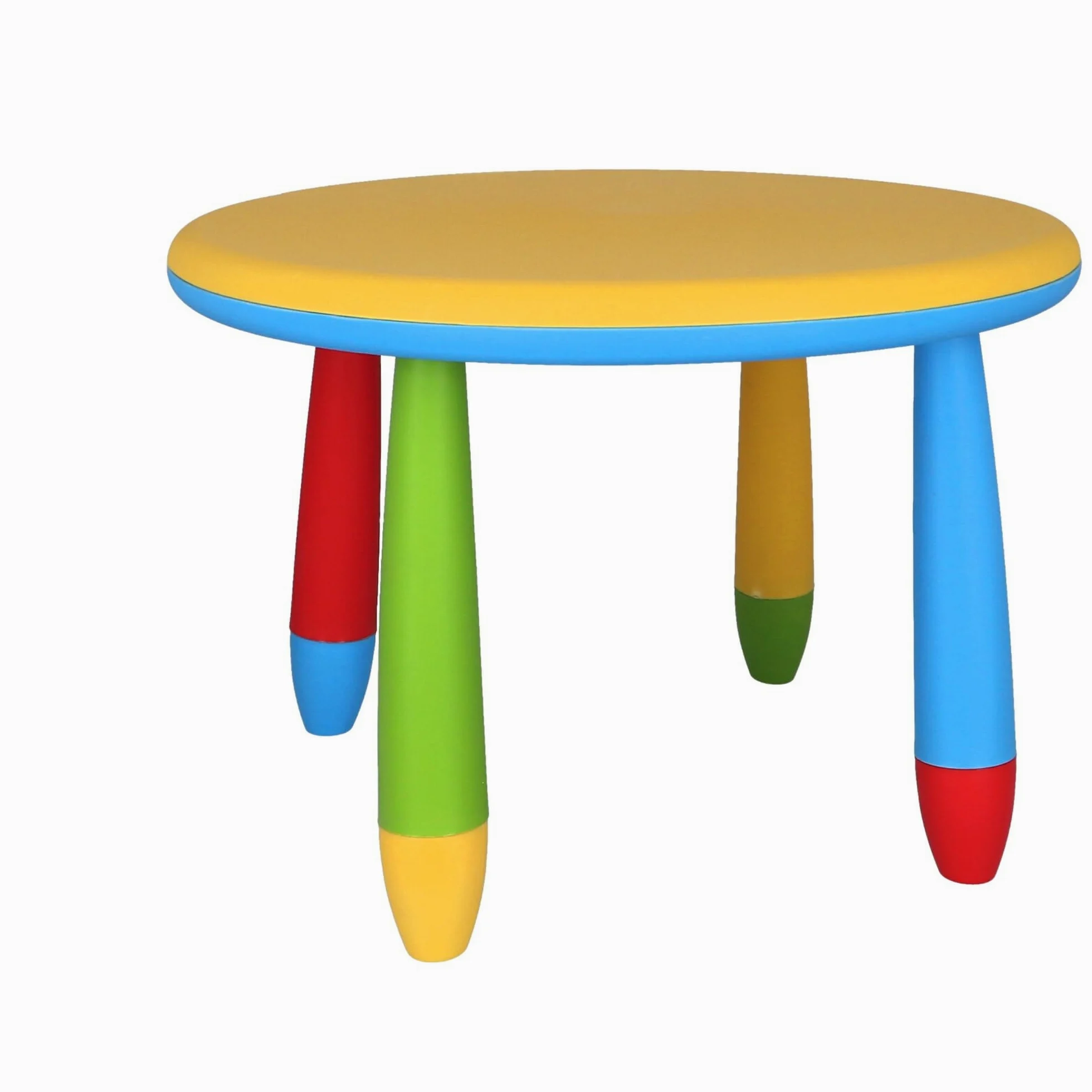 Aranaz Mesita Infantil Redonda Amarilla, Multifuncional, diseño Moderno, 70x48 cm, Fabricada en plástico, Resistente, jardín o terraza