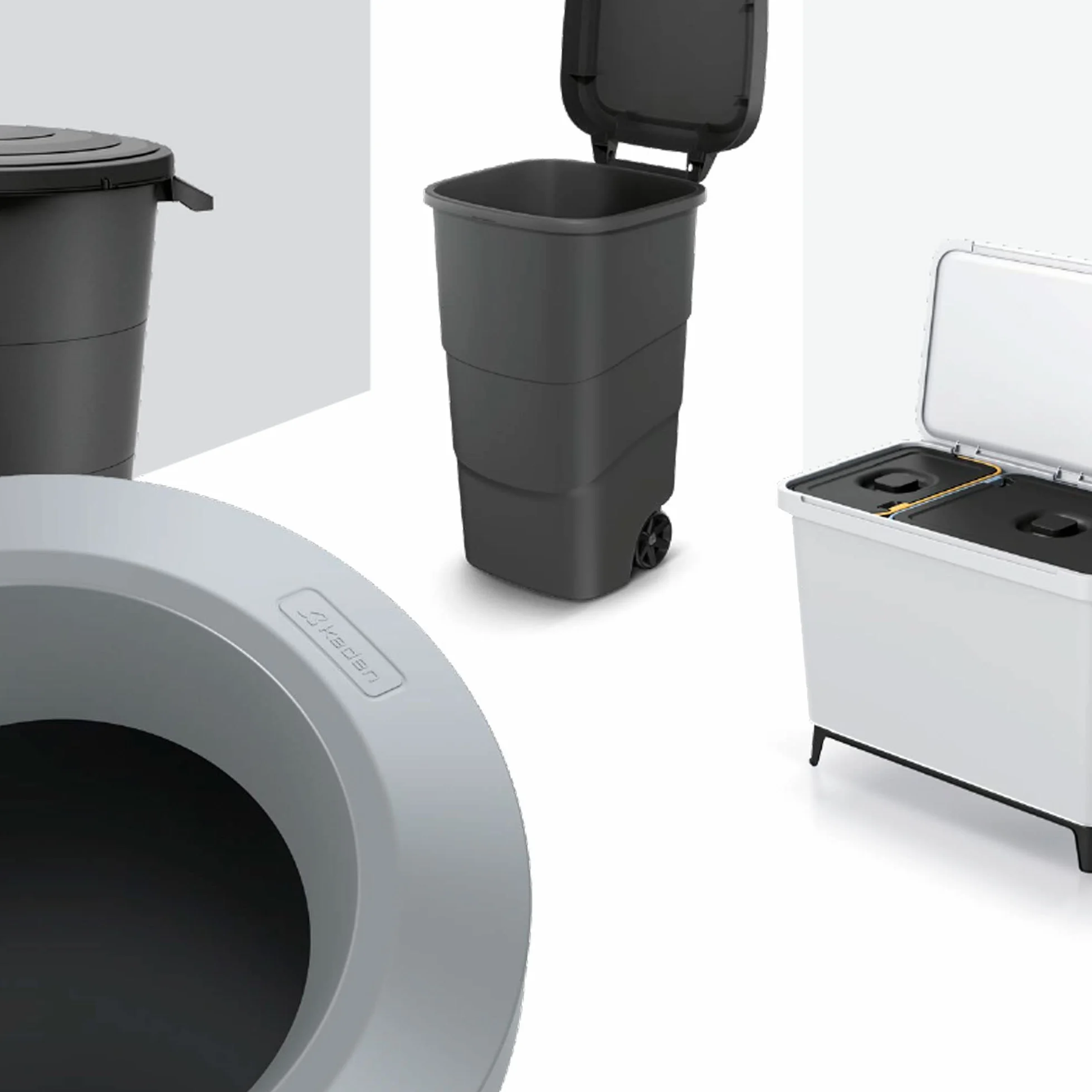 KEDEN Juego de 4 cubos de reciclaje de 45L cada
