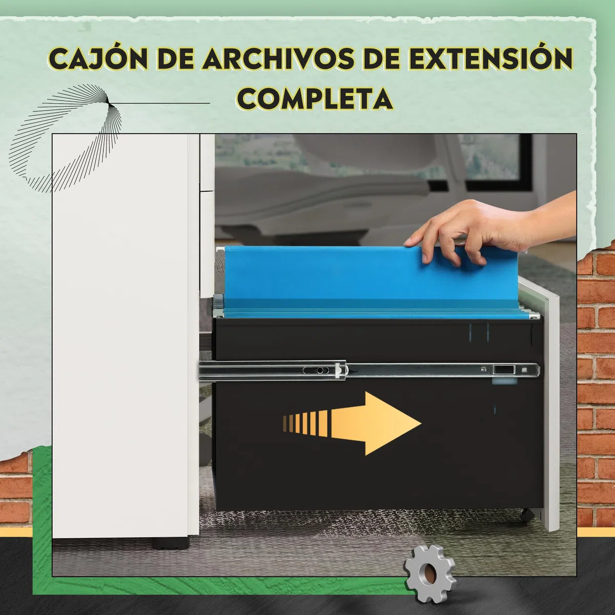 DEVAISE Carrito de Oficina con 3 Cajones Bloqueables, Mueble Bajo Escritorio Multifunción, Repositorio para Impresora y Archivador con Ruedas, Blanco