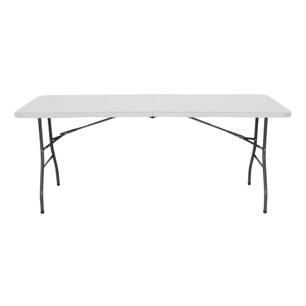 Dayron Mesa de Catering y Camping Plegable Portátil Rectangular 122cm, 150cm, 180cm, 240cm | Multiusos: Camping, Eventos en Espacios Exteriores o Interiores | Resina Blanca y Patas de Acero
