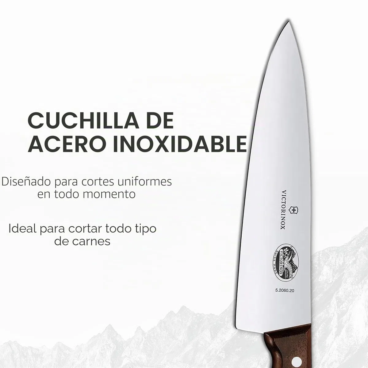 Victorinox Wood, Cuchillo para trinchar, Cuchillo de cocina, Filo recto, Hoja extra afilada, Acero inoxidable, Mango de madera