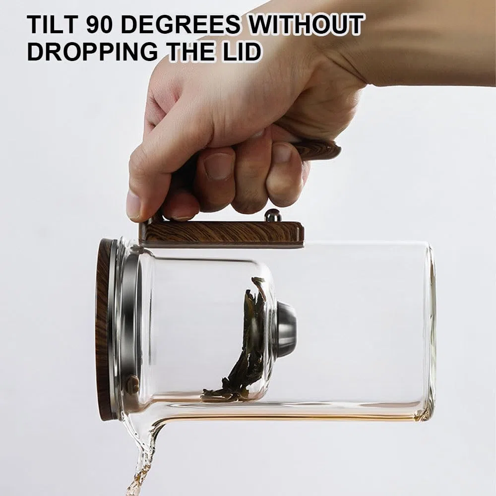 Enchantipot - Tetera de vidrio con separación de agua con mango de madera, tetera mágica con cepillo de esponja, taza de tetera de brujería, tetera mágica con control de presión para preparar
