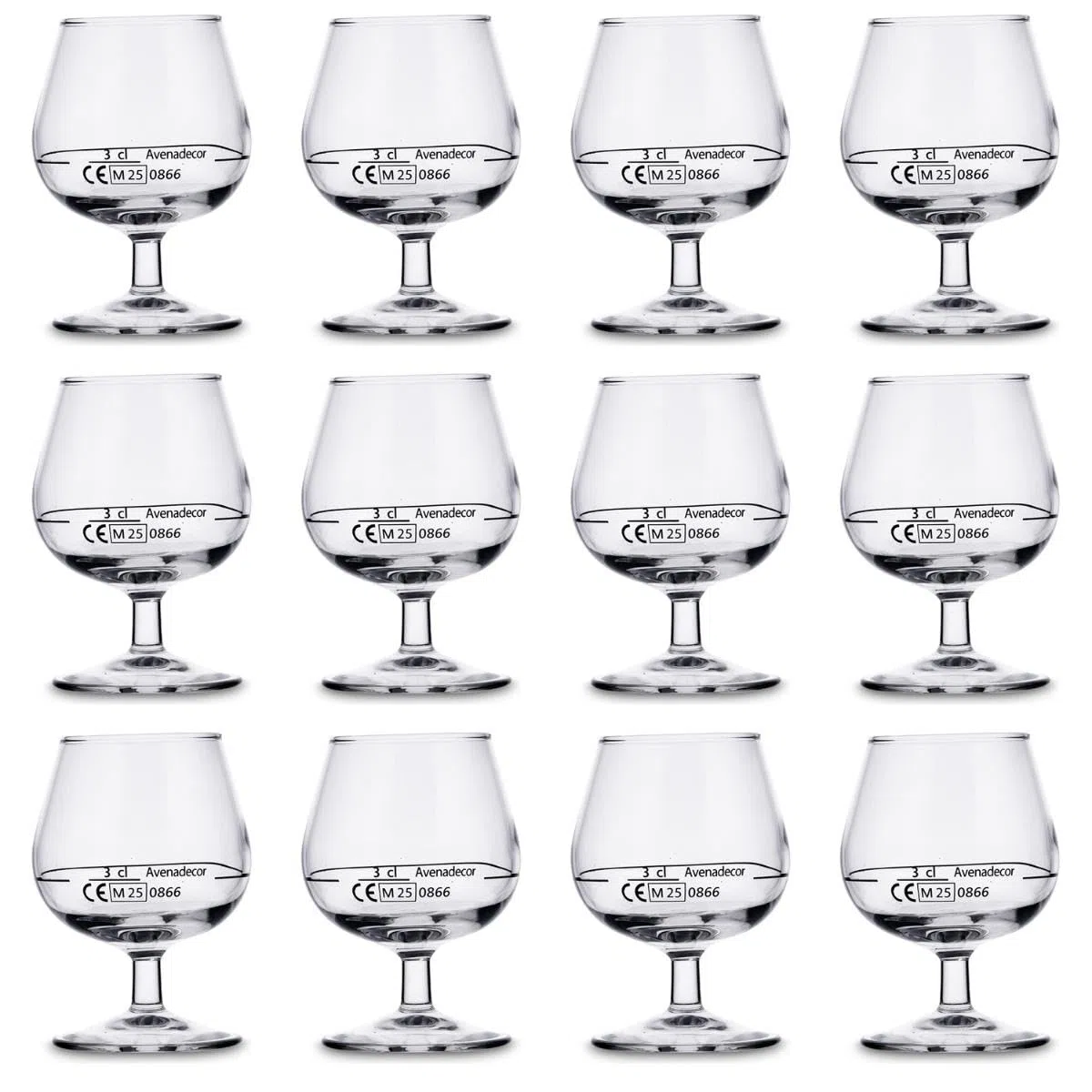 Arcoroc Set 12 Copas coñac de Vidrio 15cl, Marca de 3cl