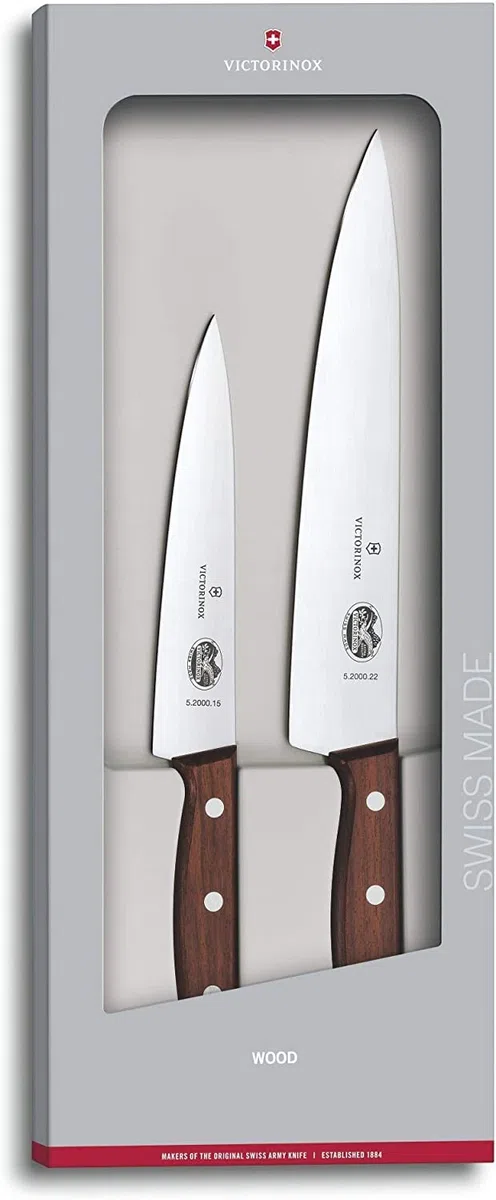 Victorinox Juego de 2 Piezas de Palisandro en Caja de Regalo, Acero Inoxidable, marrón, 30 x 5 x 5 cm