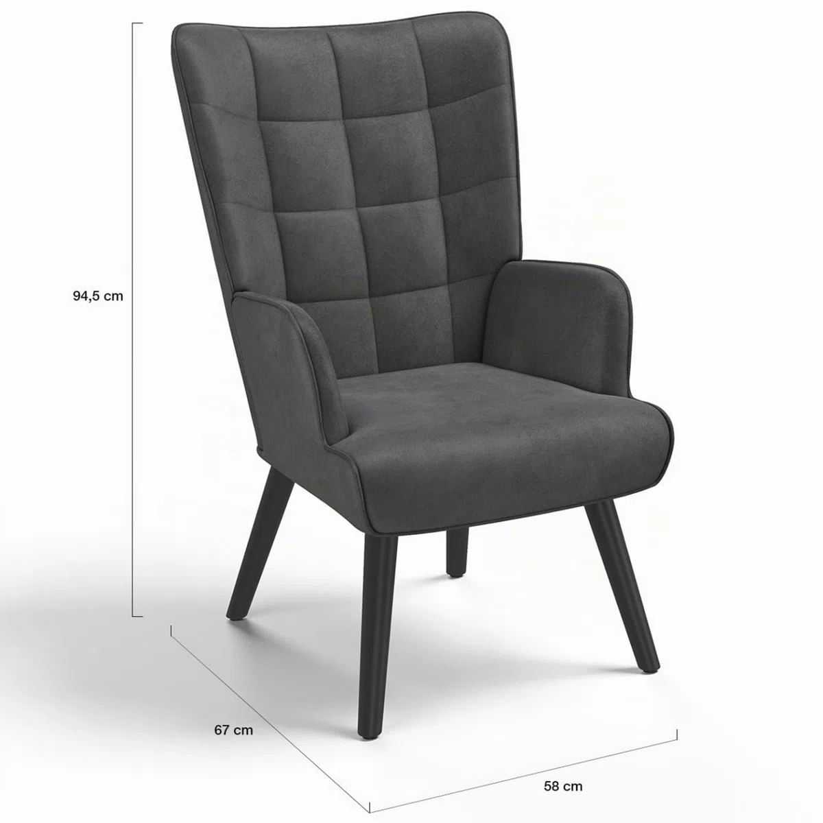 IDMarket - Sillón escandinavo ANIA en terciopelo gris