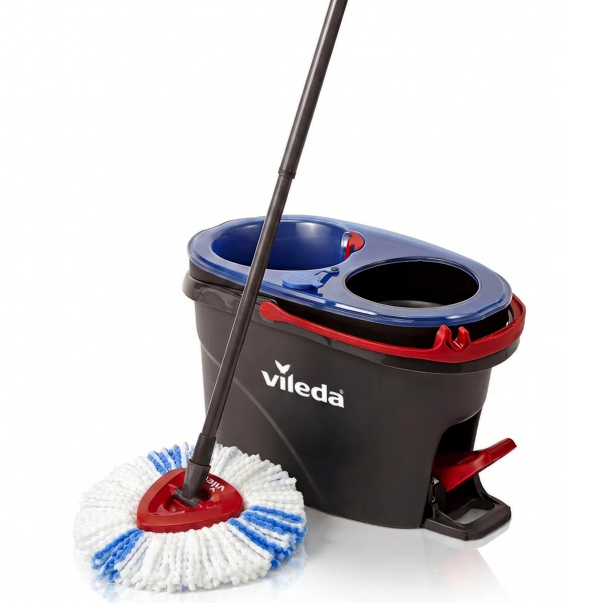 Vileda H2PrO - Sistema de fregona giratoria Vileda H2PrO | Separación de Agua de Doble Compartimento | Escurrido sin Esfuerzo | Limpieza con Microfibra | Sin Usar Las Manos | Diseño ergonómico