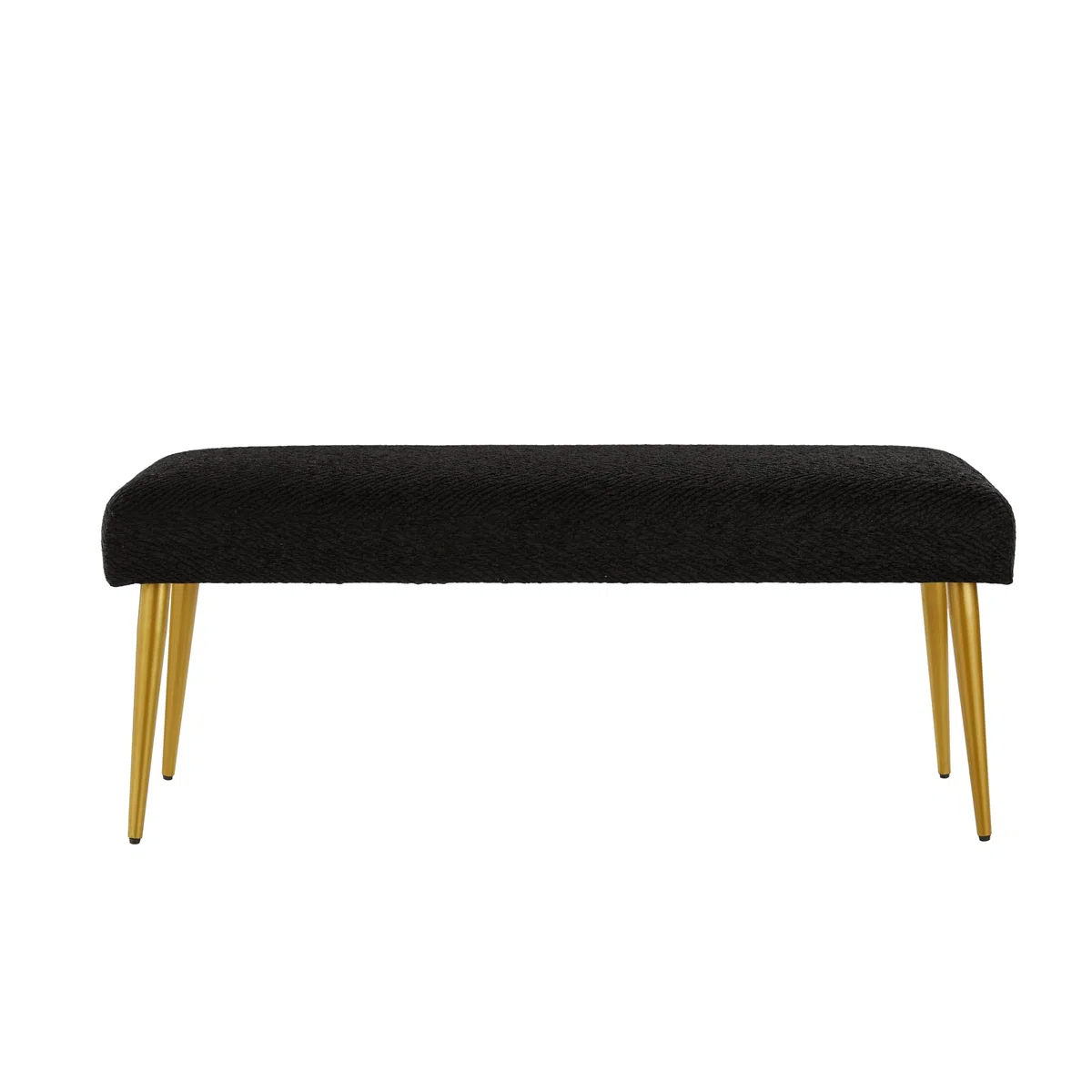 Ball & Cast Banco tapizado para la Entrada, Banco para el Final de la Cama, Banco-Taburete Negro para el Dormitorio con Asiento Acolchado y Patas de Metal, Negro