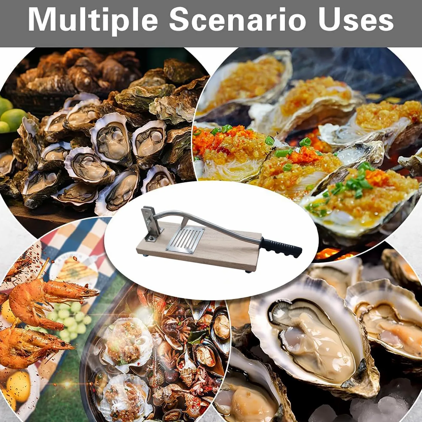 Abridor Ostras,Cuchillo de Ostras de Acero Inoxidable Ajustable,Herramienta para Descascarar Ostras,Herramienta para Mariscos para Restaurantes y Hogares