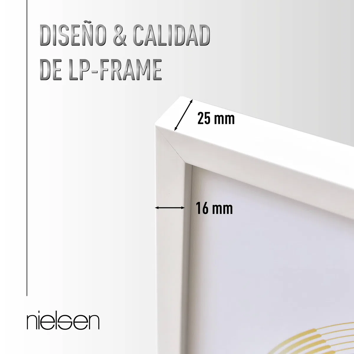 nielsen marco para discos de vinilo, 31,4 x 31,6 cm (juego de 3), Aluminio, Negro mate, Marco para vinilopara colgaren formato vertical y apaisado, vidrio sintético irrompible, Vinyl Alu